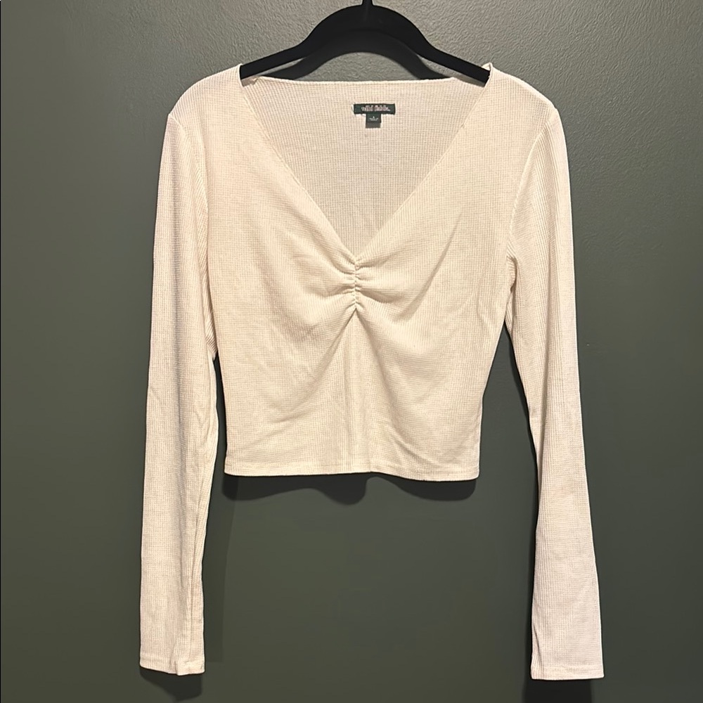 Wild Fable Cream Ruched Crop Blouse
